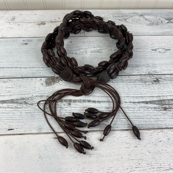 Beaded Women’s Brown Coachella Boho Tied‎ Belt - Picture 3 of 8